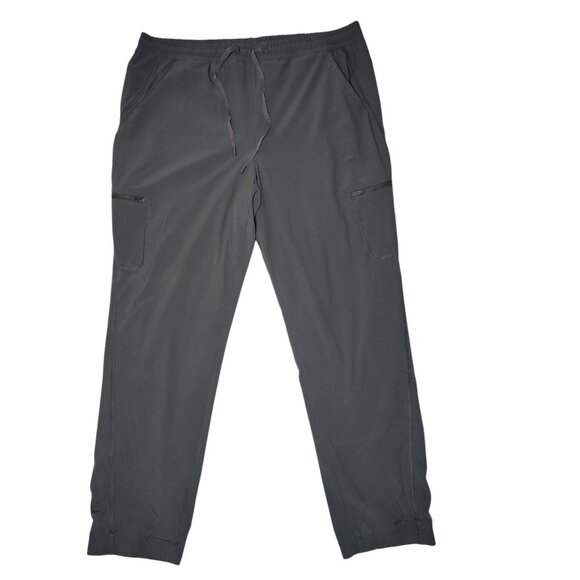 Eddie Bauer Fleece Lined Jogger Pants Gray Zippered Cargo Pockets Pull On 16 - Picture 1 of 6
